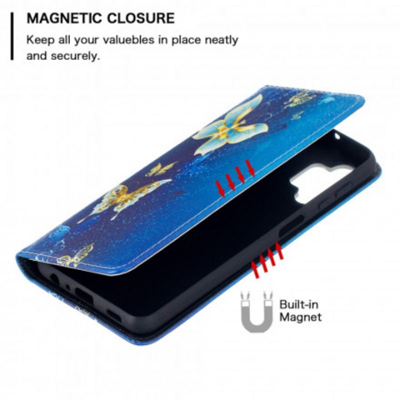 Schutzhülle Für Samsung Galaxy A32 5G Flip Case Bunte Schmetterlinge