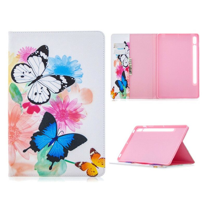 Case Für Samsung Galaxy Tab S8 / Tab S7 Aquarell-schmetterlinge