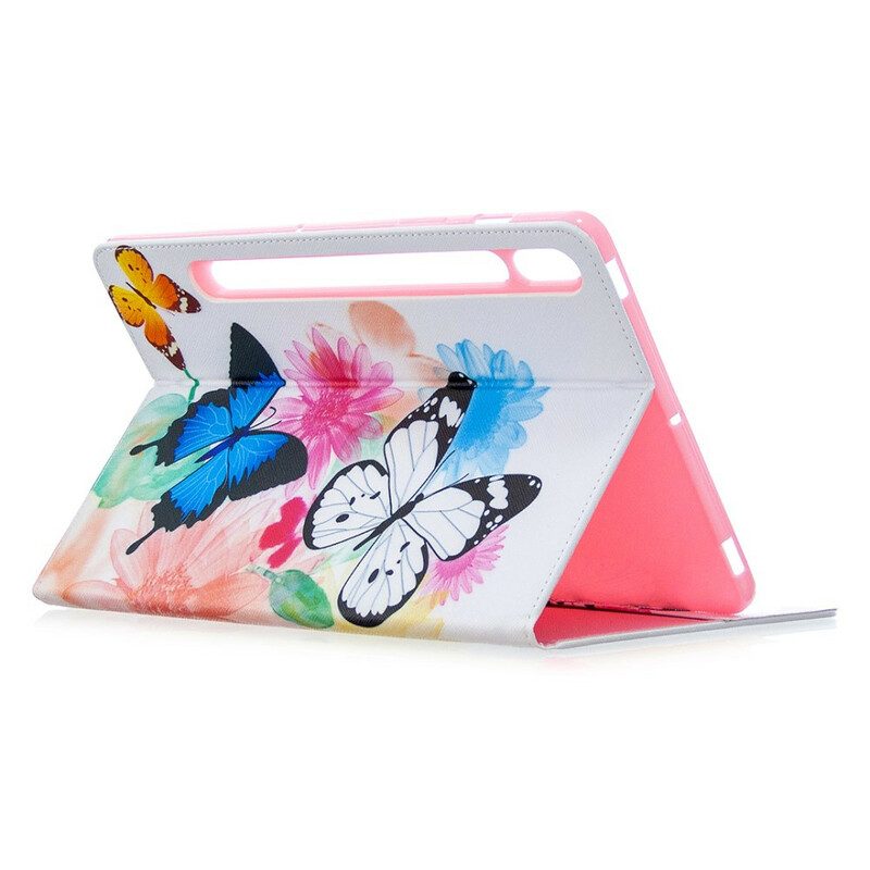 Case Für Samsung Galaxy Tab S8 / Tab S7 Aquarell-schmetterlinge