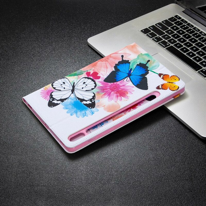 Case Für Samsung Galaxy Tab S8 / Tab S7 Aquarell-schmetterlinge