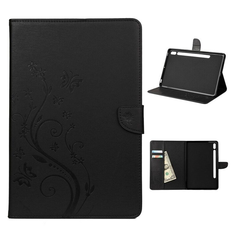 Flip Case Für Samsung Galaxy Tab S8 / Tab S7 Blumenschmetterlinge