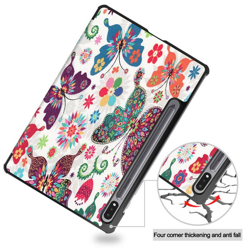 Schutzhülle Für Samsung Galaxy Tab S8 / Tab S7 Vintage Blumen Stifthalter