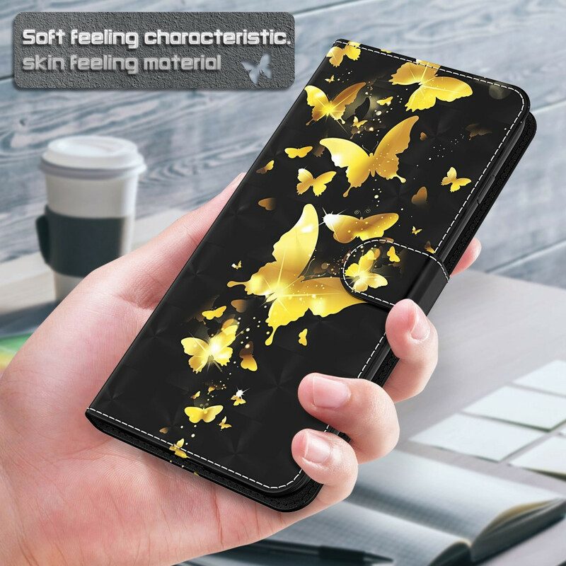 Flip Case Für Samsung Galaxy M12 / A12 Gelbe Schmetterlinge