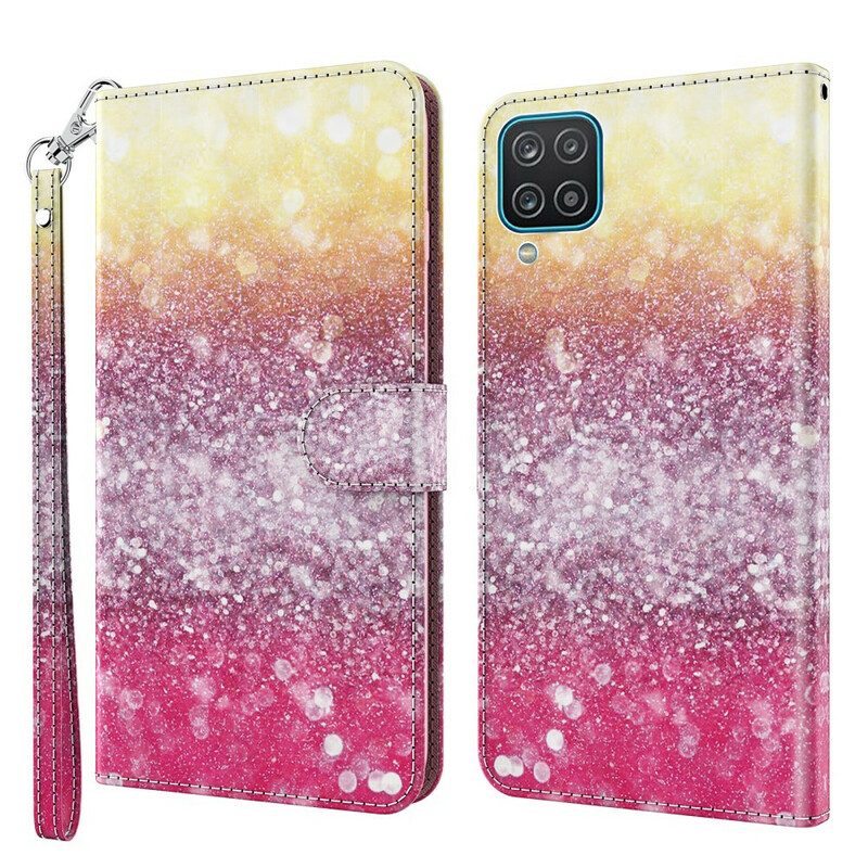 Flip Case Für Samsung Galaxy M12 / A12 Magenta-glitzer-farbverlauf