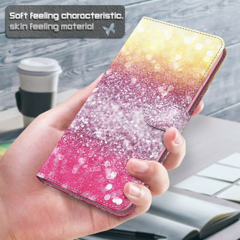 Flip Case Für Samsung Galaxy M12 / A12 Magenta-glitzer-farbverlauf