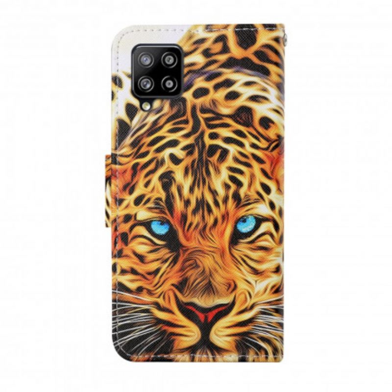 Flip Case Für Samsung Galaxy M12 / A12 Tiger Mit Schlüsselband