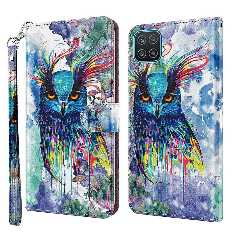 Lederhüllen Für Samsung Galaxy M12 / A12 Aquarellvogel