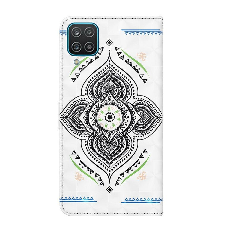 Lederhüllen Für Samsung Galaxy M12 / A12 Lichtflecken-mandala Mit Schlüsselband