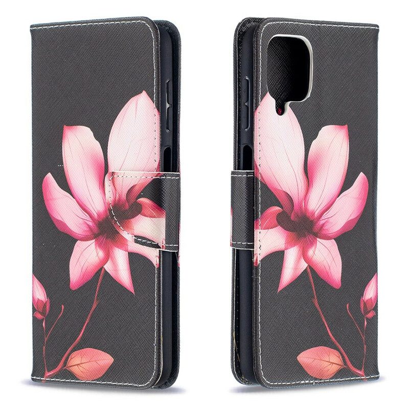 Lederhüllen Für Samsung Galaxy M12 / A12 Pinke Blume