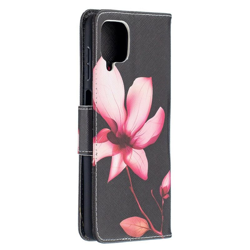 Lederhüllen Für Samsung Galaxy M12 / A12 Pinke Blume