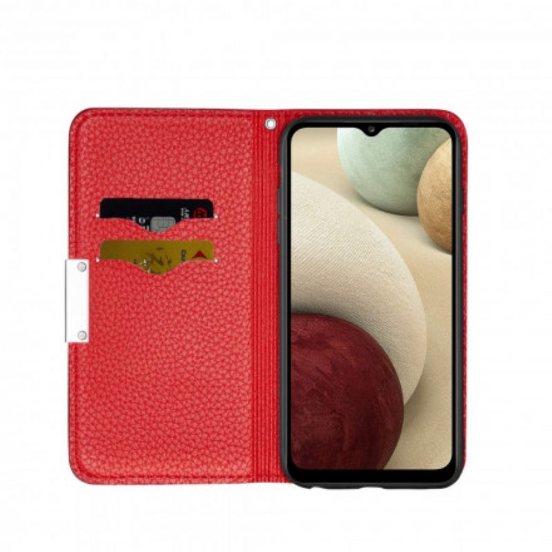 Schutzhülle Für Samsung Galaxy M12 / A12 Flip Case Kunstleder Litschi Ultra Chic