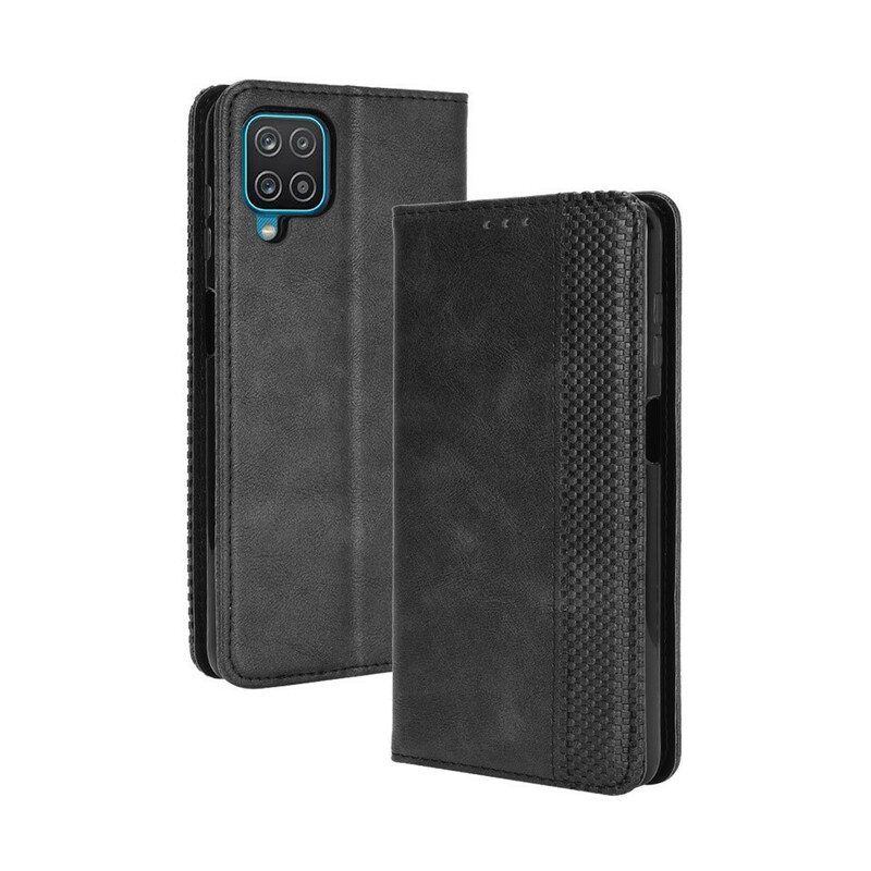 Schutzhülle Für Samsung Galaxy M12 / A12 Flip Case Stilisierter Vintage-ledereffekt