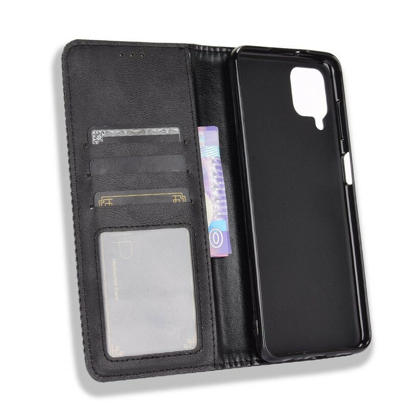 Schutzhülle Für Samsung Galaxy M12 / A12 Flip Case Stilisierter Vintage-ledereffekt