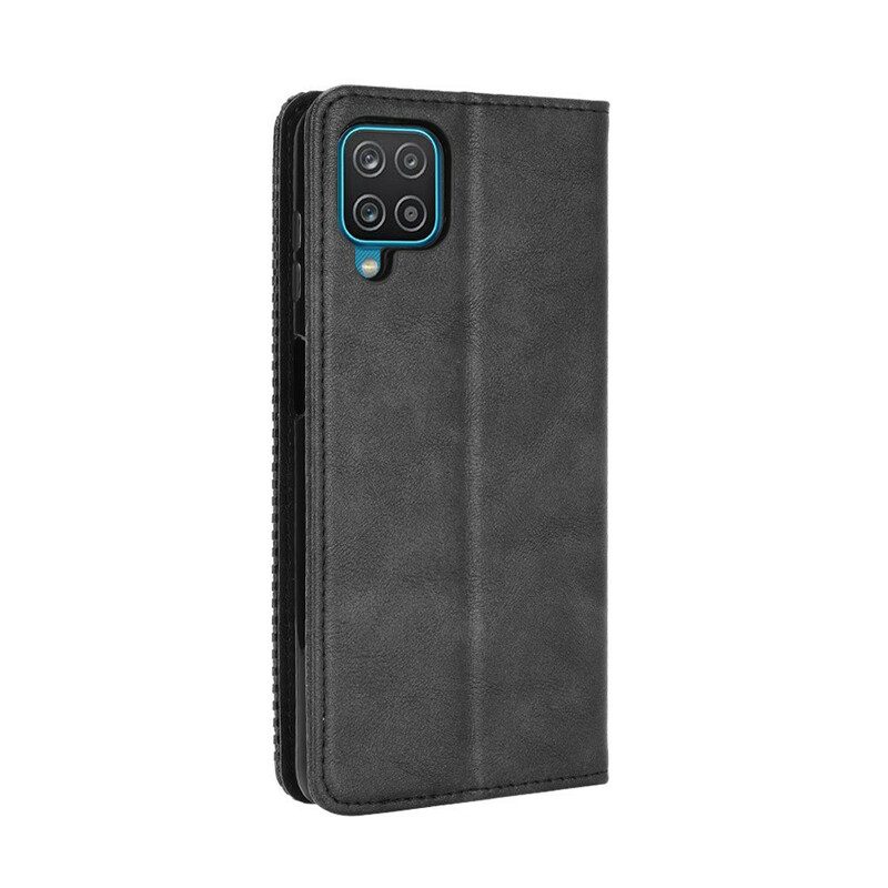 Schutzhülle Für Samsung Galaxy M12 / A12 Flip Case Stilisierter Vintage-ledereffekt