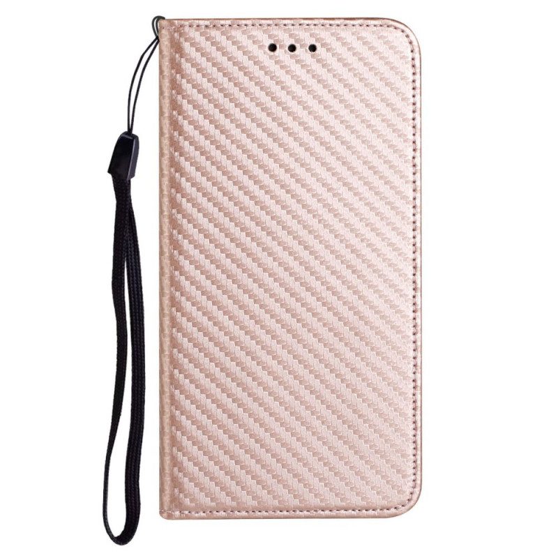 Schutzhülle Für Samsung Galaxy M12 / A12 Mit Kordel Flip Case Kohlefaserarmband