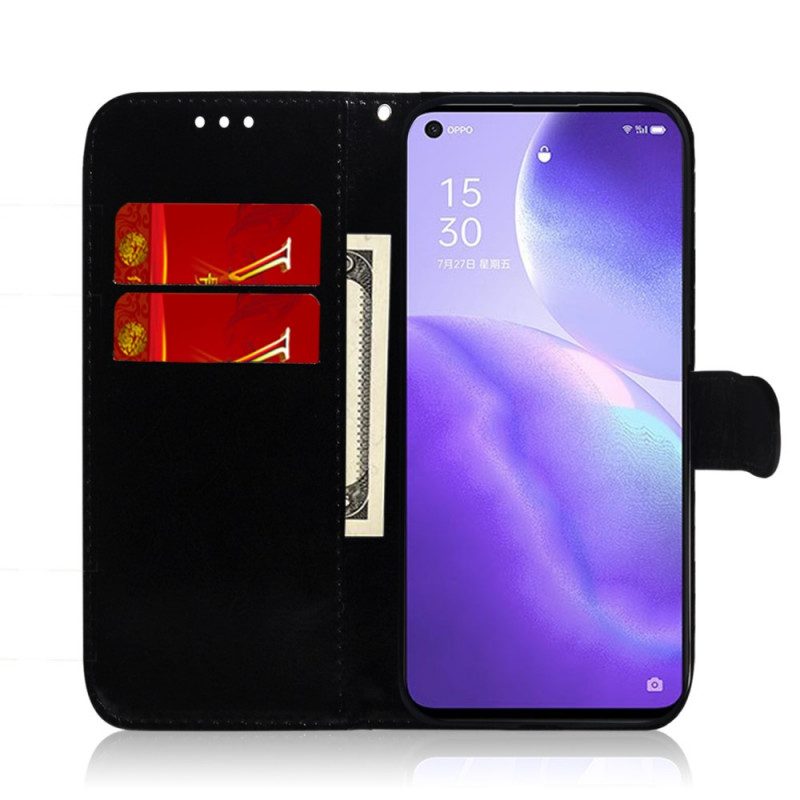 Flip Case Für Oppo Find X3 Lite Spiegelabdeckung Aus Kunstleder