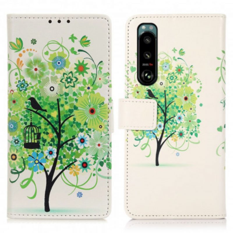 Flip Case Für Sony Xperia 5 III Blühender Baum