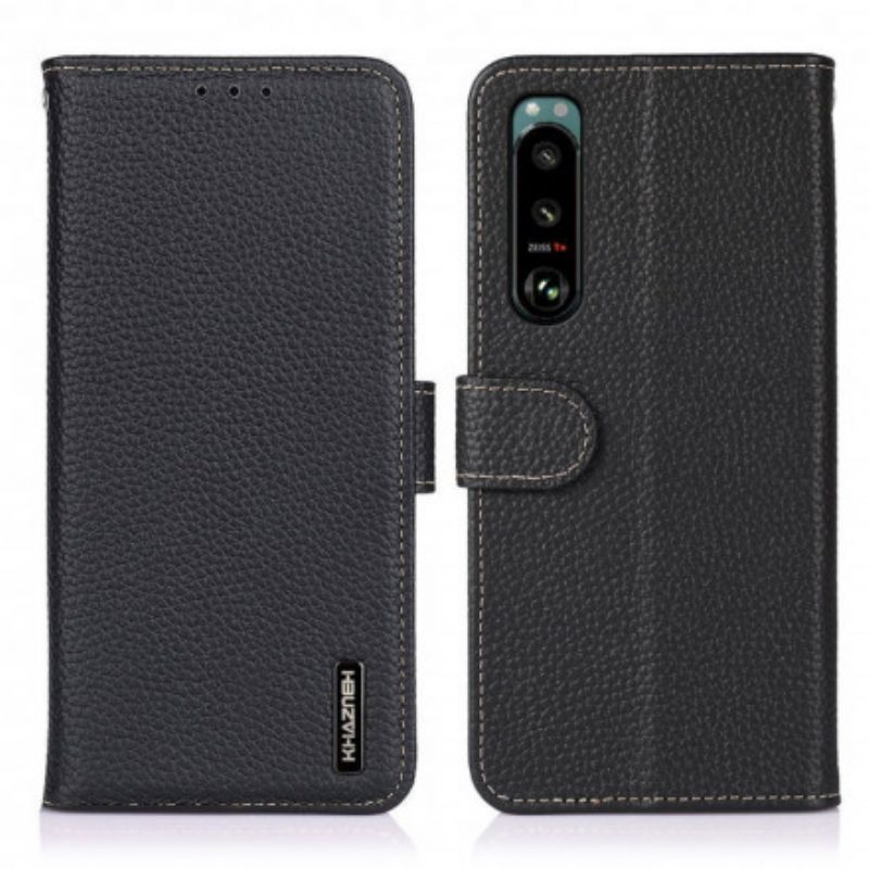 Flip Case Für Sony Xperia 5 III Khazneh Litschi-leder