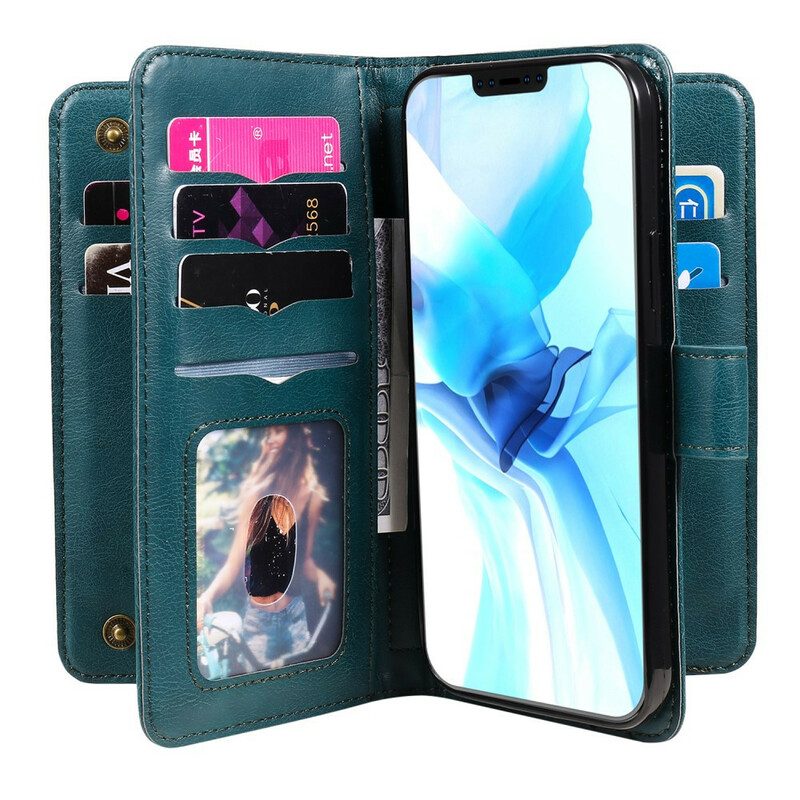 Flip Case Für iPhone 12 / 12 Pro Multifunktionaler Kartenhalter Für 10 Karten