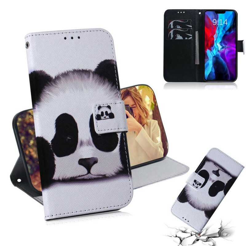 Flip Case Für iPhone 12 / 12 Pro Panda-gesicht