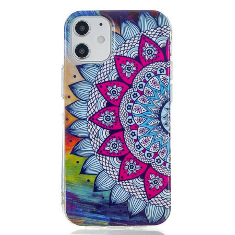 Hülle Für iPhone 12 / 12 Pro Fluoreszierendes Buntes Mandala