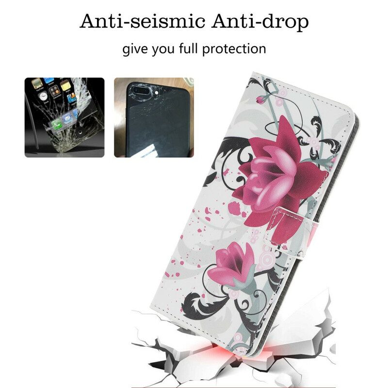 Lederhüllen Für iPhone 12 / 12 Pro Tropische Blumen