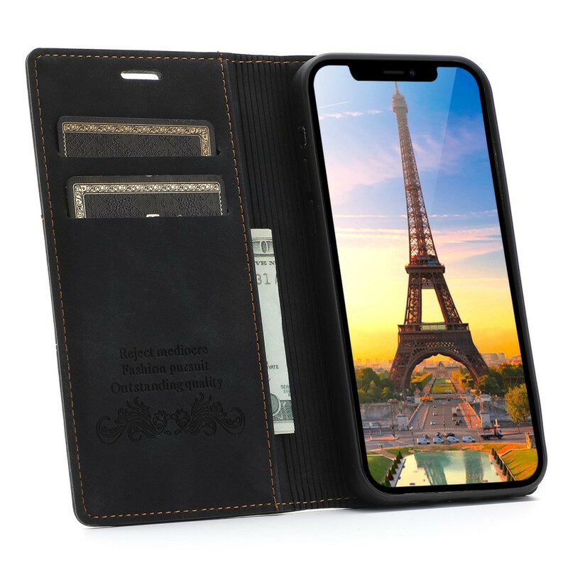 Schutzhülle Für iPhone 12 / 12 Pro Flip Case Couture-ledereffekt