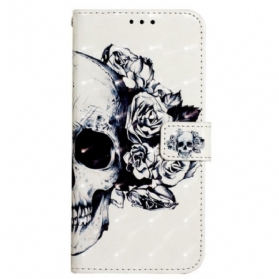 Flip Case Für iPhone SE 3 / SE 2 / 8 / 7 Blumiger Totenkopf