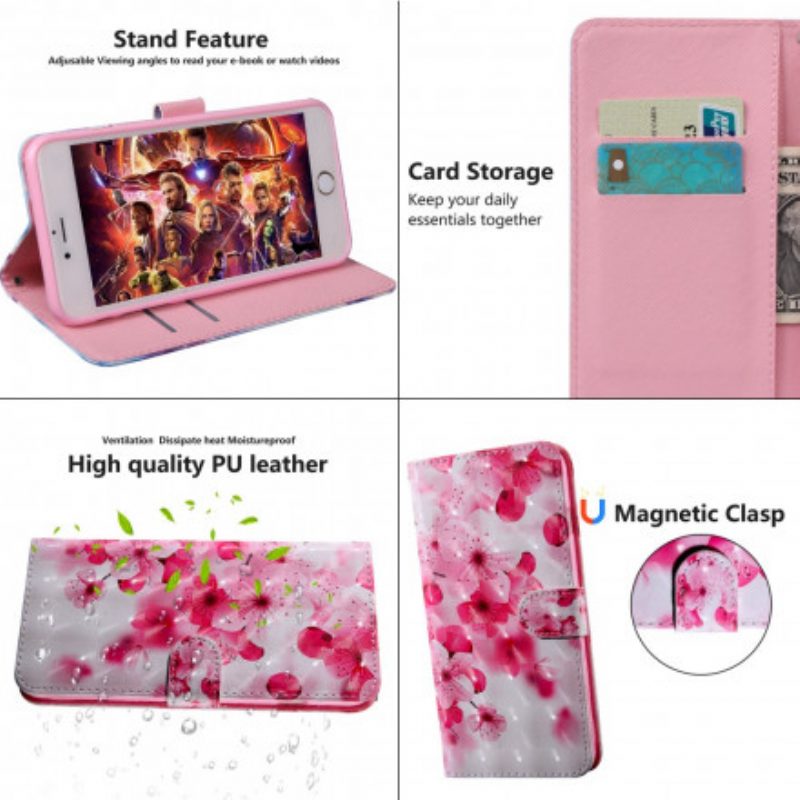 Flip Case Für iPhone SE 3 / SE 2 / 8 / 7 Pinke Blumen