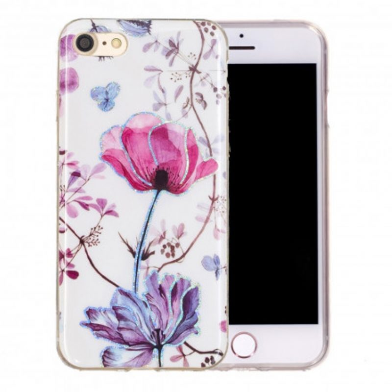 Handyhülle Für iPhone SE 3 / SE 2 / 8 / 7 Glitzer-design-blumen