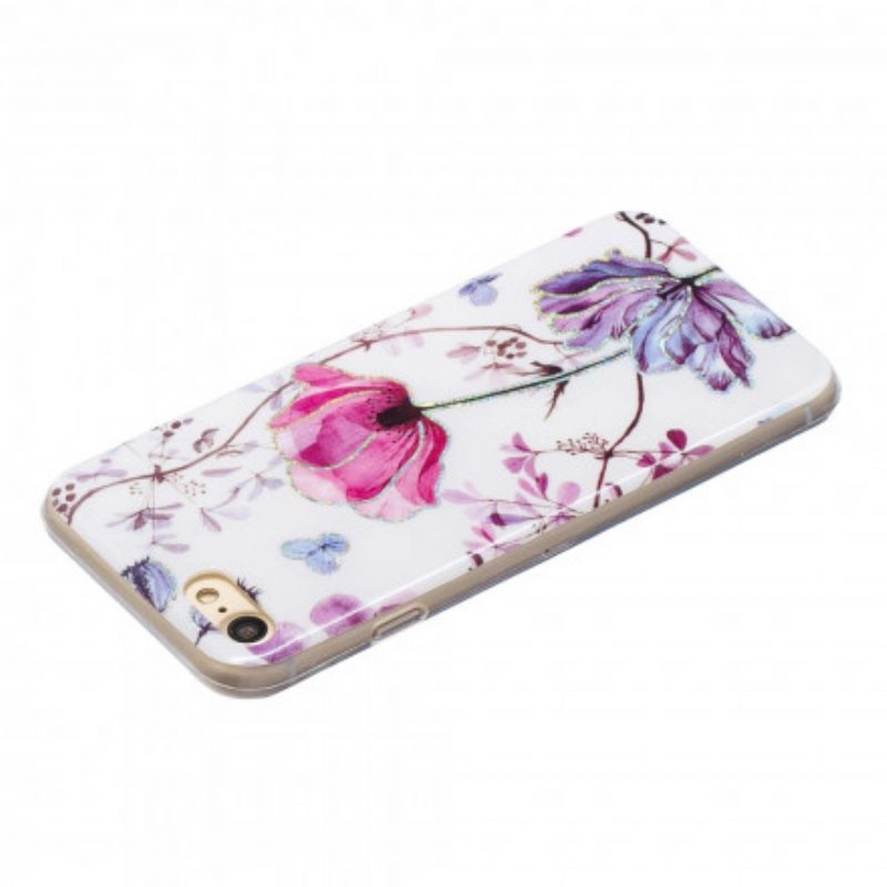 Handyhülle Für iPhone SE 3 / SE 2 / 8 / 7 Glitzer-design-blumen