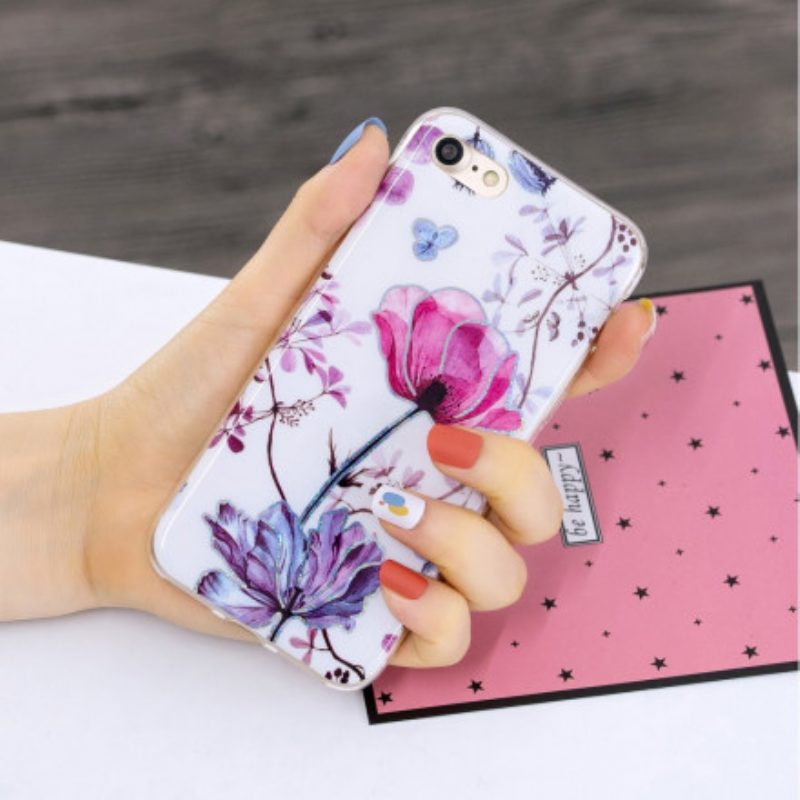 Handyhülle Für iPhone SE 3 / SE 2 / 8 / 7 Glitzer-design-blumen