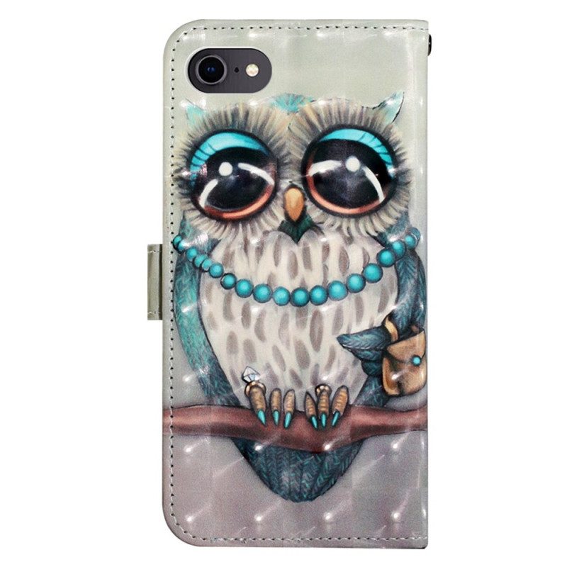 Lederhüllen Für iPhone SE 3 / SE 2 / 8 / 7 Mit Kordel Miss Owl Mit Riemen