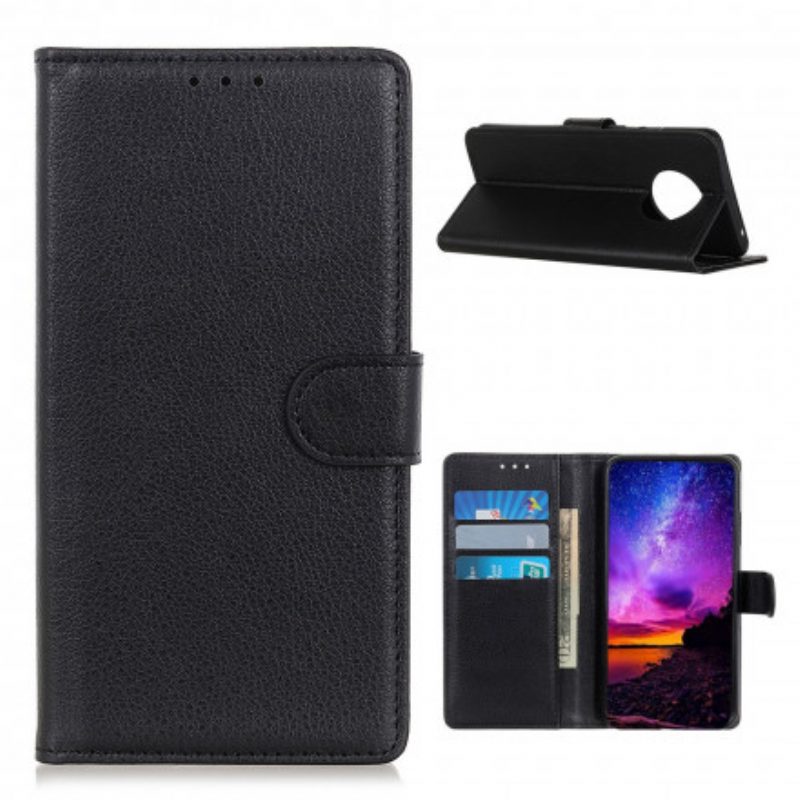 Flip Case Für Xiaomi Redmi Note 9 5G Traditionelle Litschi