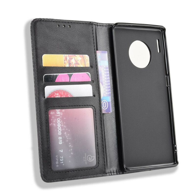 Schutzhülle Für Huawei Mate 30 Pro Flip Case Stilisierter Vintage-ledereffekt