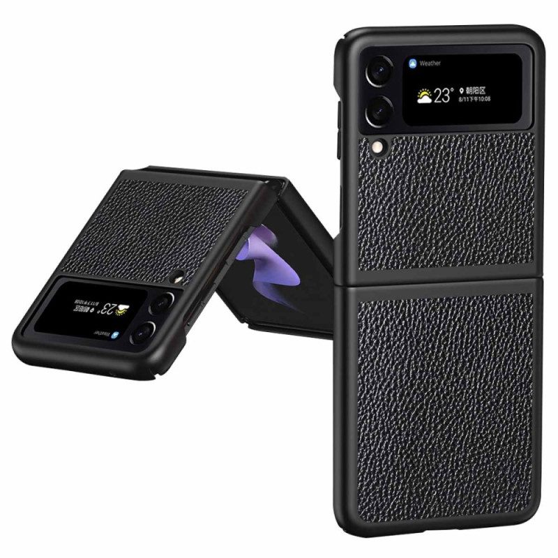 Handyhülle Für Samsung Galaxy Z Flip 4 Flip Case Echtes Litschifarbenes Leder