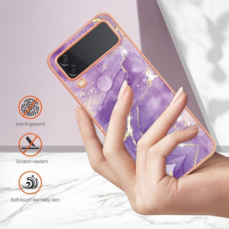 Handyhülle Für Samsung Galaxy Z Flip 4 Flip Case Farbiger Marmor