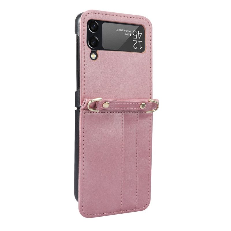 Handyhülle Für Samsung Galaxy Z Flip 4 Flip Case Kartenetui Und Schlüsselband Aus Leder Im Stil