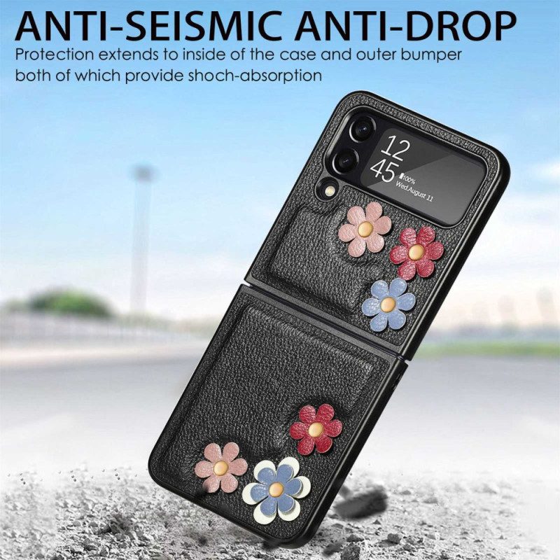 Handyhülle Für Samsung Galaxy Z Flip 4 Flip Case Kunstlederblumen