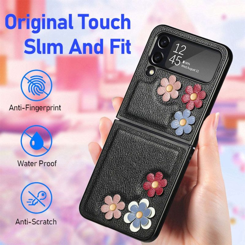 Handyhülle Für Samsung Galaxy Z Flip 4 Flip Case Kunstlederblumen