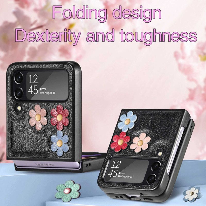 Handyhülle Für Samsung Galaxy Z Flip 4 Flip Case Kunstlederblumen