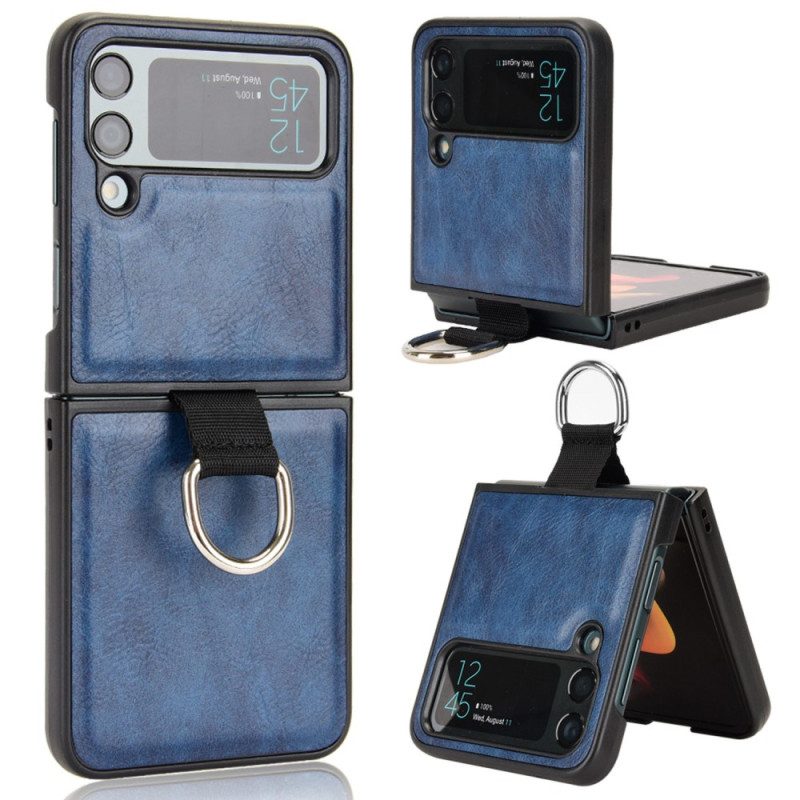 Handyhülle Für Samsung Galaxy Z Flip 4 Flip Case Lederstil Mit Ring