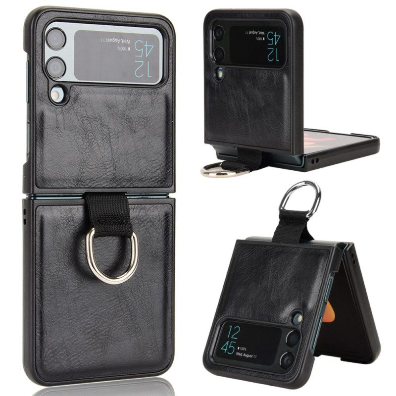 Handyhülle Für Samsung Galaxy Z Flip 4 Flip Case Lederstil Mit Ring