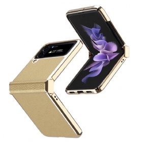 Handyhülle Für Samsung Galaxy Z Flip 4 Flip Case Metallkanten Aus Litschileder