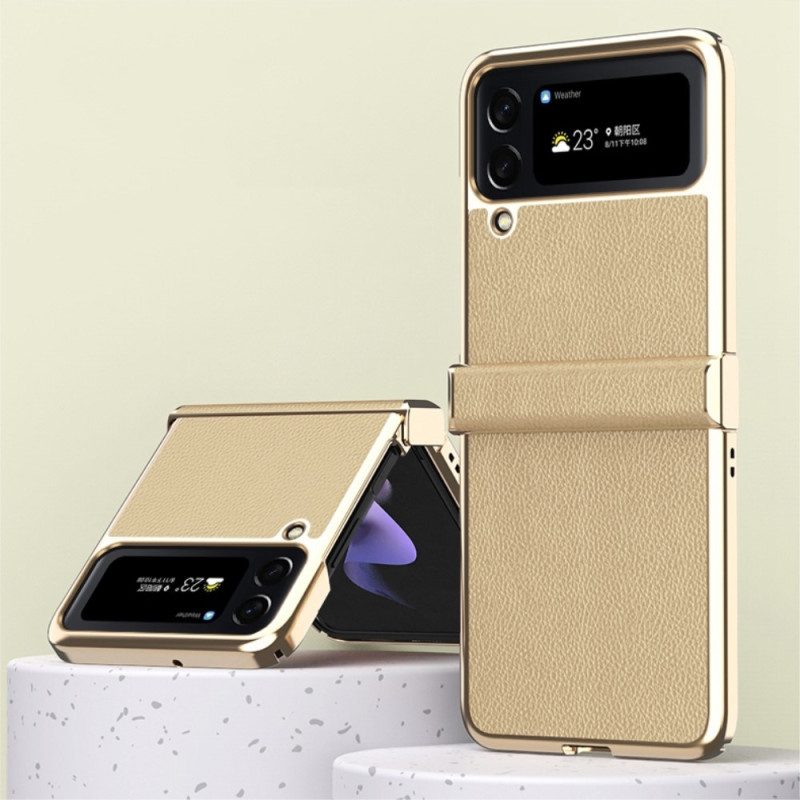 Handyhülle Für Samsung Galaxy Z Flip 4 Flip Case Metallkanten Aus Litschileder