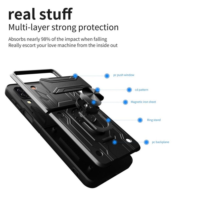 Handyhülle Für Samsung Galaxy Z Flip 4 Flip Case Objektivdeckel Mit Stützring