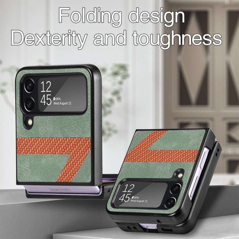 Handyhülle Für Samsung Galaxy Z Flip 4 Flip Case Stil Leder Z Design