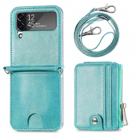 Handyhülle Für Samsung Galaxy Z Flip 4 Geldbörse Flip Case Geldbörse Mit Schultergurt