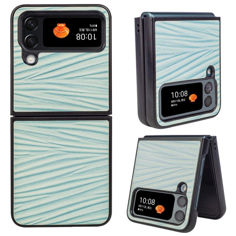 Hülle Für Samsung Galaxy Z Flip 4 Flip Case Echtes Leder Mit Gewellter Textur