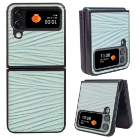 Hülle Für Samsung Galaxy Z Flip 4 Flip Case Echtes Leder Mit Gewellter Textur